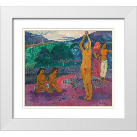 The Invocation White Modern Wood Framed Art Print with Double Matting by Gauguin, Paul