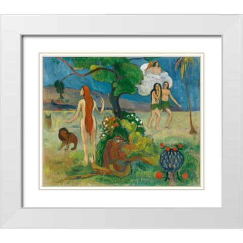 Paradise Lost White Modern Wood Framed Art Print with Double Matting by Gauguin, Paul
