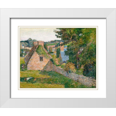 The Field of Derout-Lollichon White Modern Wood Framed Art Print with Double Matting by Gauguin, Paul