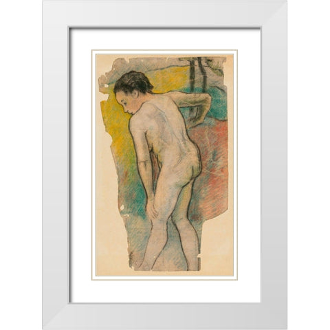 Breton Bather White Modern Wood Framed Art Print with Double Matting by Gauguin, Paul