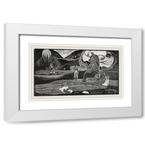 Offerings of Gratitude (Maruru), from the Noa Noa Suite White Modern Wood Framed Art Print with Double Matting by Gauguin, Paul
