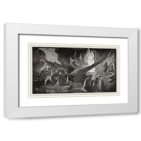 The Devil Speaks (Mahna no varua ino), from the Noa Noa Suite White Modern Wood Framed Art Print with Double Matting by Gauguin, Paul