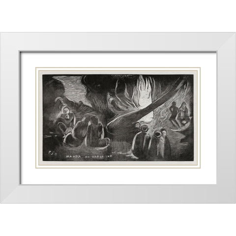 The Devil Speaks (Mahna no varua ino), from the Noa Noa Suite White Modern Wood Framed Art Print with Double Matting by Gauguin, Paul