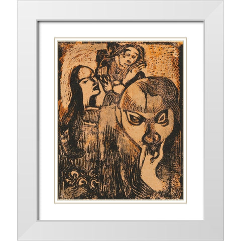 Memory of Meijer de Haan White Modern Wood Framed Art Print with Double Matting by Gauguin, Paul