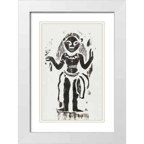 Hina White Modern Wood Framed Art Print with Double Matting by Gauguin, Paul