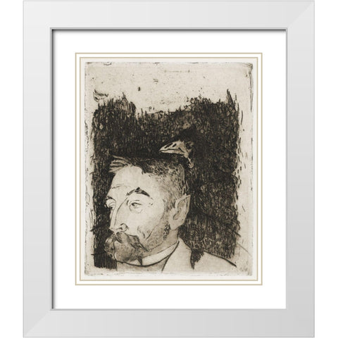 Portrait of Stephane Mallarme White Modern Wood Framed Art Print with Double Matting by Gauguin, Paul