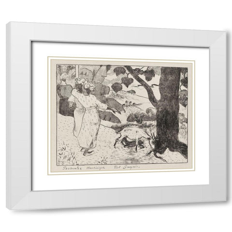 Pastorales Martiniques (Martinique Pastorals) White Modern Wood Framed Art Print with Double Matting by Gauguin, Paul