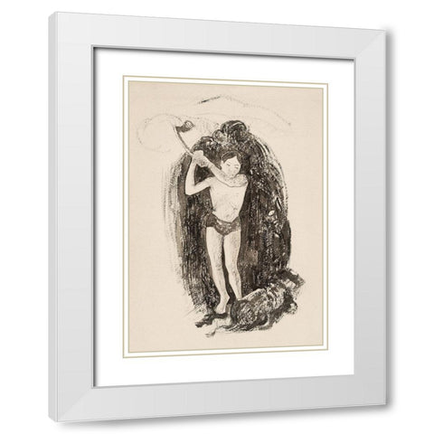 Man with an Ax White Modern Wood Framed Art Print with Double Matting by Gauguin, Paul