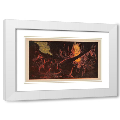 The Devil Speaks (Mahna no varua ino), from the Noa Noa Suite White Modern Wood Framed Art Print with Double Matting by Gauguin, Paul