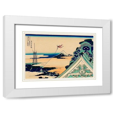 Toto Asakusa Honganji White Modern Wood Framed Art Print with Double Matting by Hokusai, Katsushika