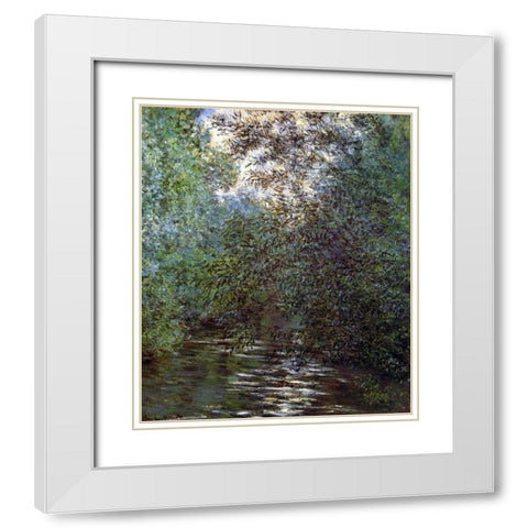 Le Fleuve Aux Saules White Modern Wood Framed Art Print with Double Matting by Monet, Claude