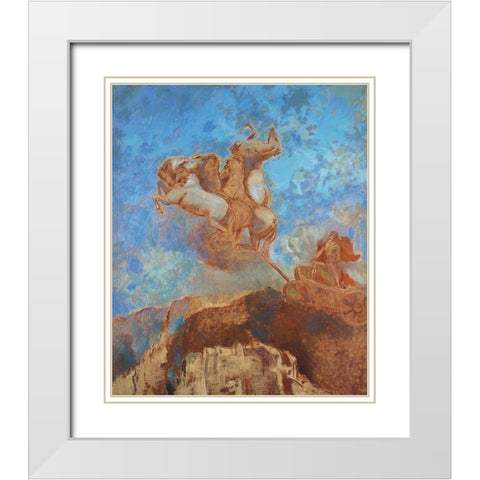 The Chariot of Apollo White Modern Wood Framed Art Print with Double Matting by Redon, Odilon