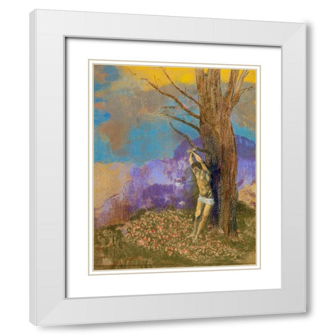 Saint Sebastien White Modern Wood Framed Art Print with Double Matting by Redon, Odilon