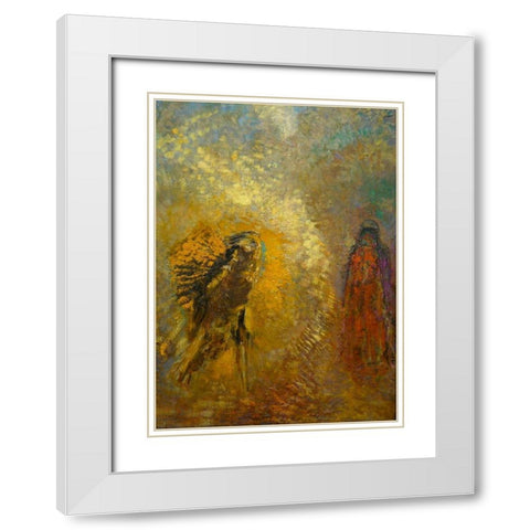 Apparition White Modern Wood Framed Art Print with Double Matting by Redon, Odilon