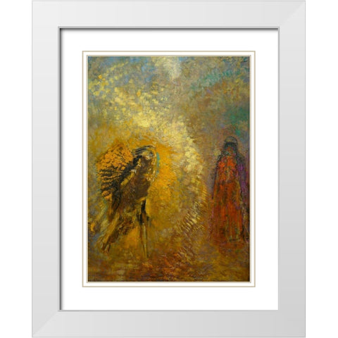 Apparition White Modern Wood Framed Art Print with Double Matting by Redon, Odilon