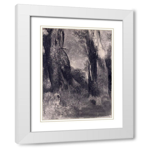 The Trees White Modern Wood Framed Art Print with Double Matting by Redon, Odilon