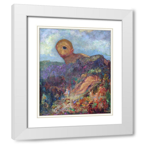 The Cyclops, 1914 White Modern Wood Framed Art Print with Double Matting by Redon, Odilon