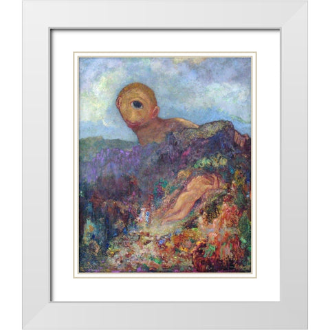 The Cyclops, 1914 White Modern Wood Framed Art Print with Double Matting by Redon, Odilon