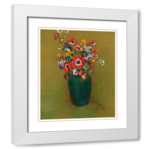 Vase of Flowers, ca. 1900â€“1910 White Modern Wood Framed Art Print with Double Matting by Redon, Odilon