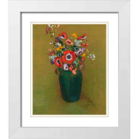 Vase of Flowers, ca. 1900â€“1910 White Modern Wood Framed Art Print with Double Matting by Redon, Odilon