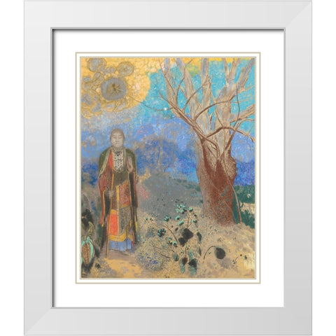 The Buddha, 1904 White Modern Wood Framed Art Print with Double Matting by Redon, Odilon