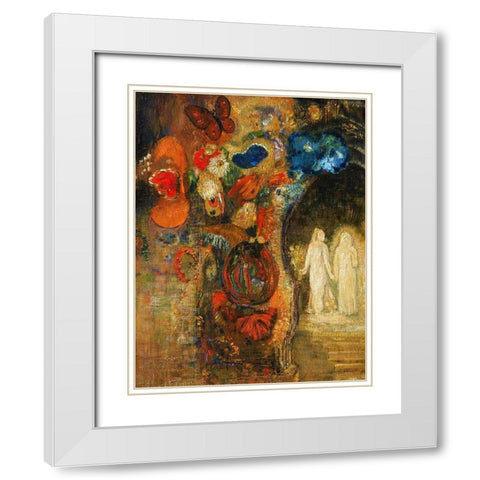 Apparition, 1905â€“1910 White Modern Wood Framed Art Print with Double Matting by Redon, Odilon