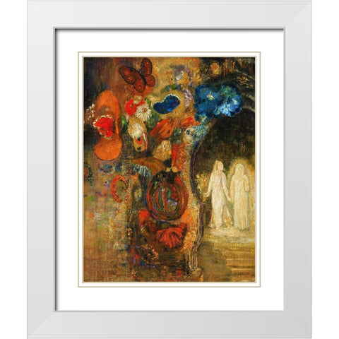 Apparition, 1905â€“1910 White Modern Wood Framed Art Print with Double Matting by Redon, Odilon