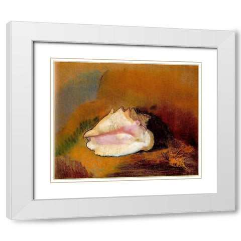 Coquille, 1912 White Modern Wood Framed Art Print with Double Matting by Redon, Odilon