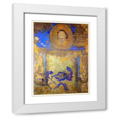 Evocation White Modern Wood Framed Art Print with Double Matting by Redon, Odilon