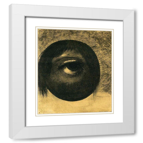 Vision White Modern Wood Framed Art Print with Double Matting by Redon, Odilon