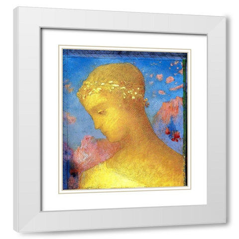 Beatrice Gold White Modern Wood Framed Art Print with Double Matting by Redon, Odilon
