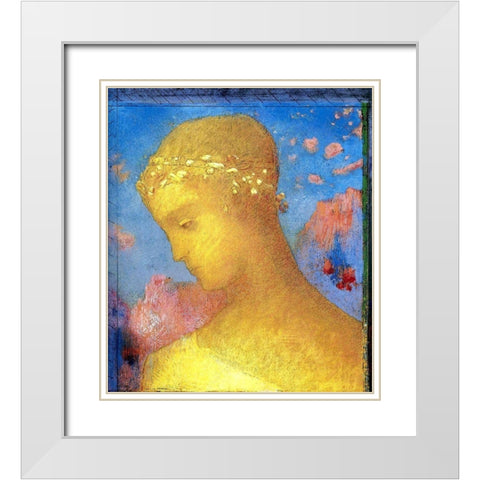 Beatrice Gold White Modern Wood Framed Art Print with Double Matting by Redon, Odilon