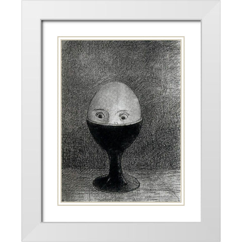 The Egg White Modern Wood Framed Art Print with Double Matting by Redon, Odilon