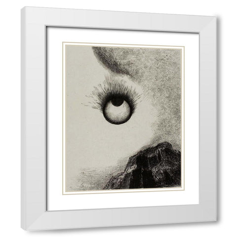 Everywhere eyeballs are aflame White Modern Wood Framed Art Print with Double Matting by Redon, Odilon