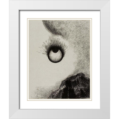 Everywhere eyeballs are aflame White Modern Wood Framed Art Print with Double Matting by Redon, Odilon