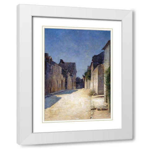 Street in Samois White Modern Wood Framed Art Print with Double Matting by Redon, Odilon