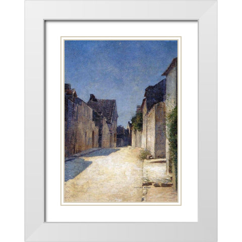 Street in Samois White Modern Wood Framed Art Print with Double Matting by Redon, Odilon