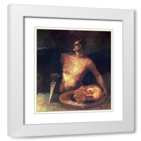 Angel Executions White Modern Wood Framed Art Print with Double Matting by Redon, Odilon