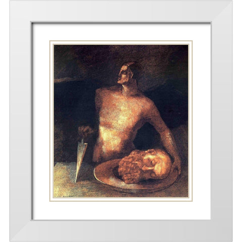 Angel Executions White Modern Wood Framed Art Print with Double Matting by Redon, Odilon