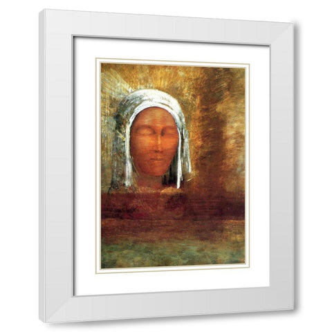 Virgin of the Dawn White Modern Wood Framed Art Print with Double Matting by Redon, Odilon