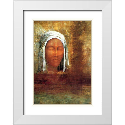 Virgin of the Dawn White Modern Wood Framed Art Print with Double Matting by Redon, Odilon