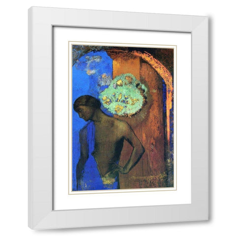 Saint John (The blue tunic) White Modern Wood Framed Art Print with Double Matting by Redon, Odilon