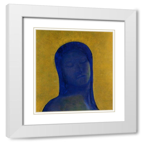 Closed Eyes Blue White Modern Wood Framed Art Print with Double Matting by Redon, Odilon