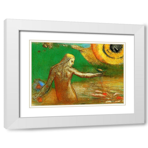 Flower of Blood White Modern Wood Framed Art Print with Double Matting by Redon, Odilon