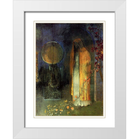 The Yellow Cape White Modern Wood Framed Art Print with Double Matting by Redon, Odilon