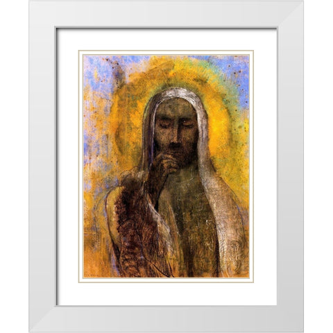 Christ in Silence White Modern Wood Framed Art Print with Double Matting by Redon, Odilon