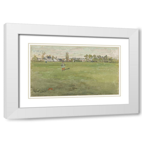 Green and Silver Beaulieu, Touraine White Modern Wood Framed Art Print with Double Matting by Whistler, James McNeill
