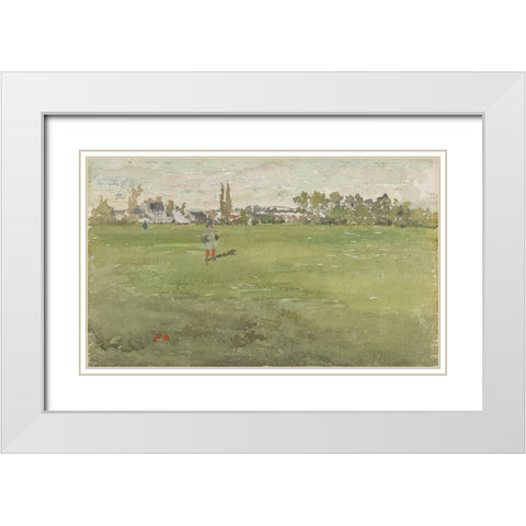 Green and Silver Beaulieu, Touraine White Modern Wood Framed Art Print with Double Matting by Whistler, James McNeill