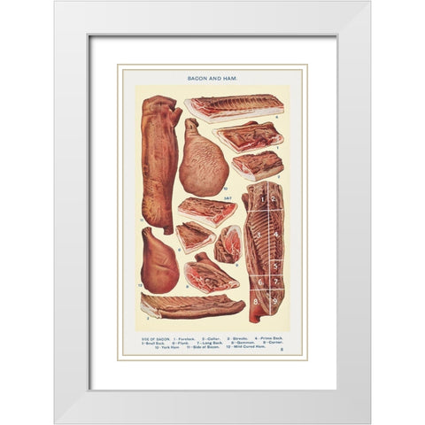 Bacon and Ham White Modern Wood Framed Art Print with Double Matting by Mrs. Beeton''s Book of Household Management
