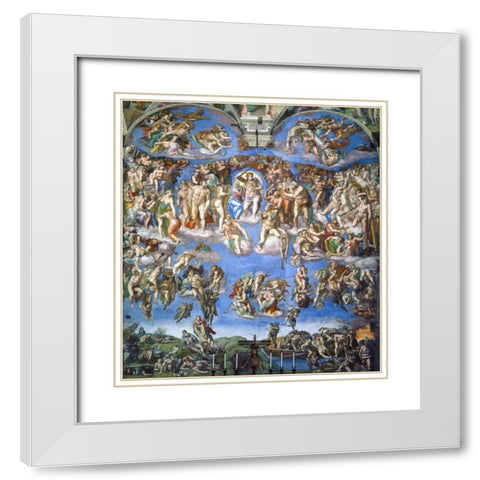 The Last Judgement White Modern Wood Framed Art Print with Double Matting by Michelangelo